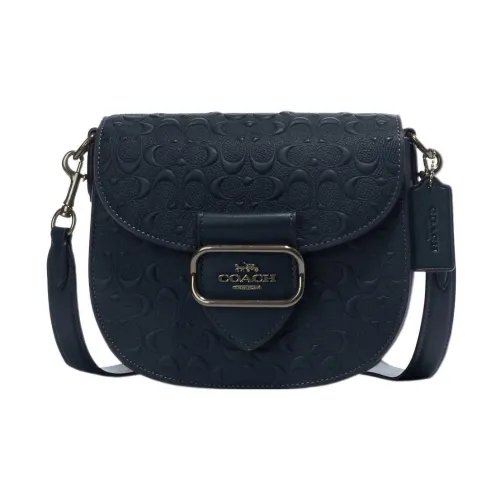 COACH Коровья кожа Седло Сумка Сумка через плечо Маленькая Женская Полночь Морской синий