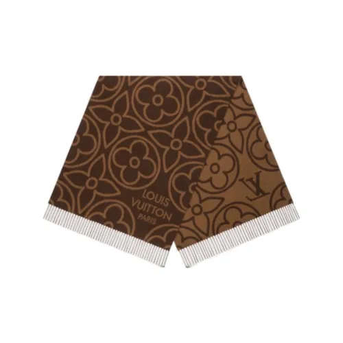 LOUIS VUITTON Кашемир Шерстяной шарф из трикотажа Женские Коричневый