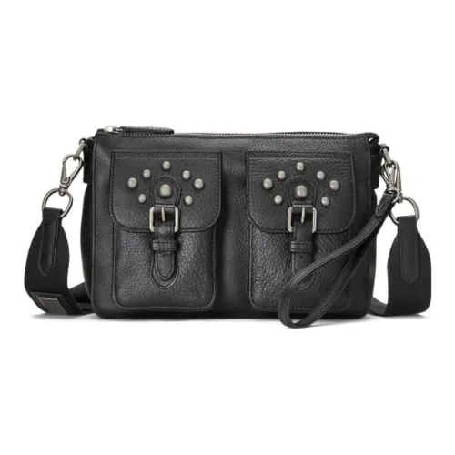Polo Ralph Lauren Stud Коровья кожа Сумка через плечо Средняя Женская Черная