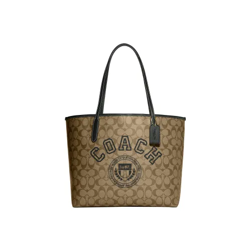 COACH Городская Сумка из искусственной кожи Сумка для покупок Сумка через плечо Сумка Большая Женская Хаки