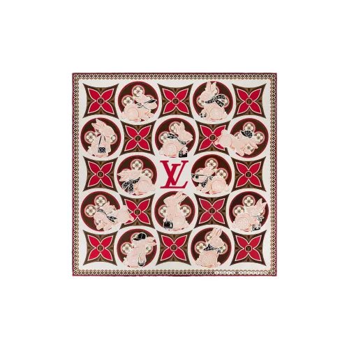 LOUIS VUITTON Precious Rabbit Шелковые шарфы Женские Красный