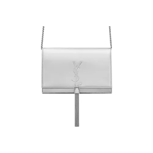 SAINT LAURENT Kate Телячья кожа Кошелек Сумка через плечо Сумка на плечо Женская серебряная