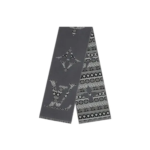 LOUIS VUITTON Шерстяные вязаные шарфы Мужской Серый