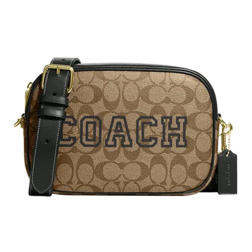 COACH Jamie Signature Холст с покрытием и гладкая кожа Camera Сумка Сумка через плечо Средний Женская Коричневый