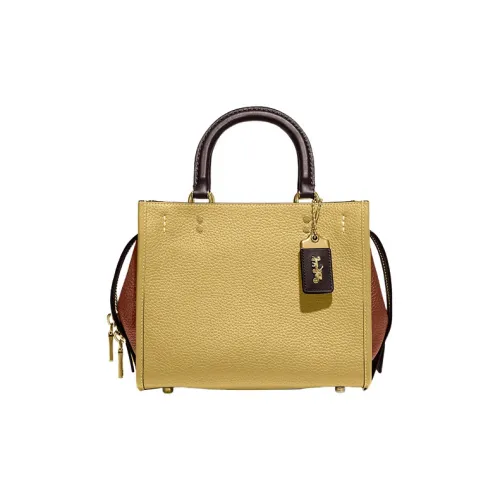 COACH Rogue Переработанная кожа с дубленой кожей Перчатка Сумка среднего размера Женская Dry Травяной Желтый