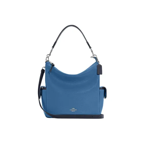 COACH Pennie Сумка через плечо из галечной кожи большая женская небесно-голубая