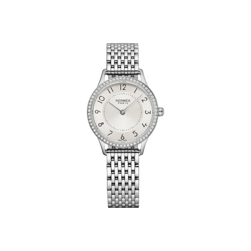 HERMES Наручные часы Кварцевый механизм Стальной ремешок Серебристый циферблат Женские W041743WW00