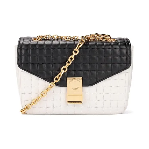 CELINE Кожа Tofu Сумка через плечо Женская Черно-белая Цветовая схема