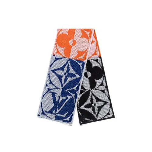 LOUIS VUITTON RIB FLOWER Вязаные шарфы Мужской Оранжевый Синий Черный