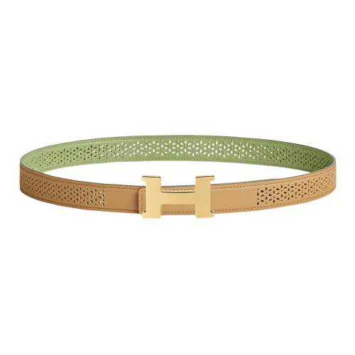 HERMES Mini Constance Коровья кожа Ремни Женские Masala Чай Cricket Зеленый Ширина 2,4CM