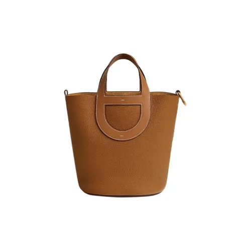 HERMES In The Loop CLÉMENCE Телячья кожа Swift с корзинкой-сумкой сумкой-ведром сумкой для женщин золотой