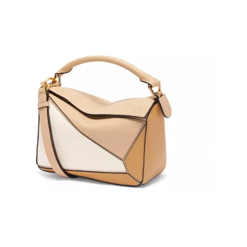 LOEWE Пазл Коровья кожа Пазл Сумка Сумка Сумка через плечо Сумка через плечо Маленькая Женская Серо-бежевая Мягкий белый
