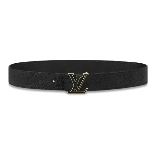 LOUIS VUITTON Initiales Ремни из коровьей кожи Мужской Черный Ширина 4CM