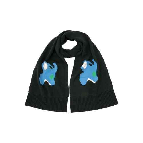 JW Anderson Wool Knit Шарфы Черный/Синий Мужской