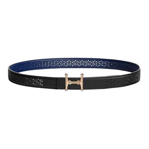 HERMES Mors H Коровья кожа Ремни Женские Черный Ширина 2,4CM