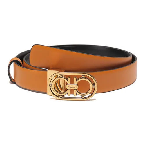 Ferragamo Gancini Ремни из коровьей кожи Женские Коричневый Желтый Черный Ширина 2,5 см