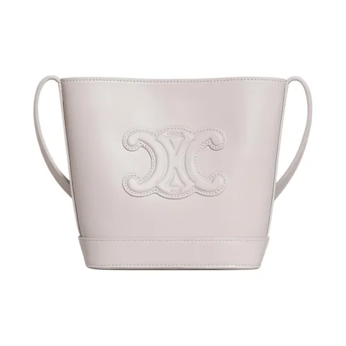 CELINE Triomphe Гладкая Телячья Кожа Ведрообразная Сумка Сумка через плечо Мини Женская Мел Белый