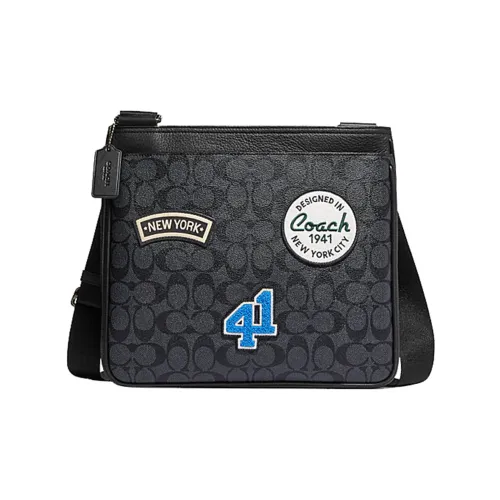 COACH File Коровья кожа с искусственной кожей сумка для документов сумка через плечо большая женская черная