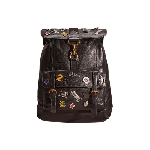 COACH Bleecker Телячья кожа Рюкзак Большой Женские Черный