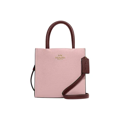 COACH Cally Утонченная Сумка из Кожи с Галечным Узором Сумка через плечо Сумка через плечо Мини Женская Розовая и Бургунди