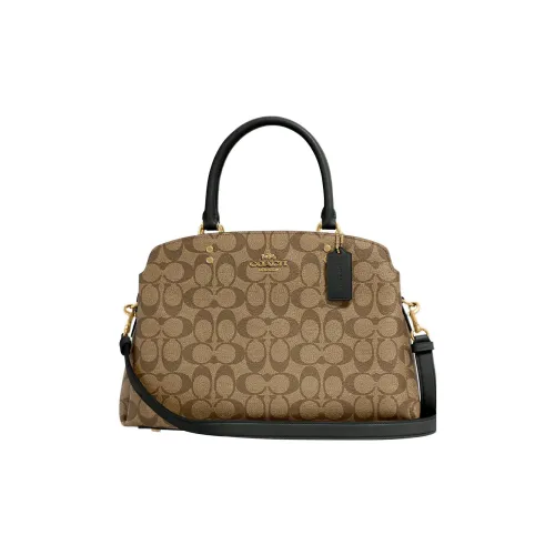 COACH Lillie Холст и Кожа Сумка через плечо Сумка Большая Женская Хаки и Темно-Зеленый