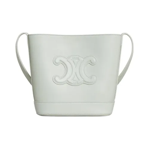 CELINE Triomphe Smooth Calfskin Bucket Bag Crossbody Bag Mini Women's Light Green CELINE Triomphe Гладкая Телячья Кожа Ведрообразная Сумка Сумка через плечо Мини Женская Светло-зеленая