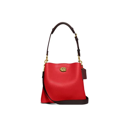 COACH Willow GRAIN LEATHER Ведрообразная сумка сумка сумка через плечо сумка через плечо средний размер женская красная
