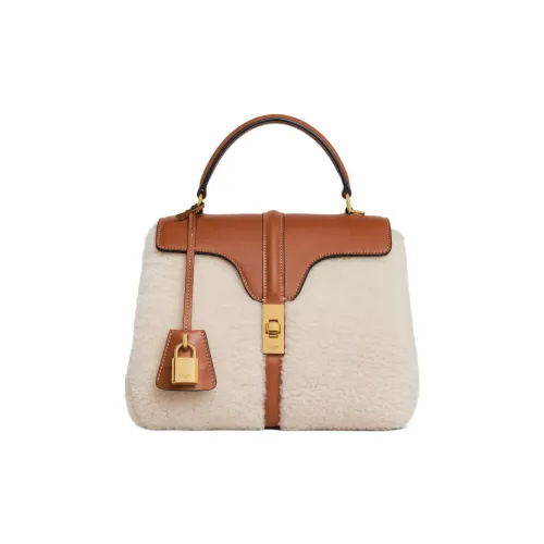 CELINE 16 Shearling с натуральной телячьей кожей маленькая сумка женский естественный цвет коричневый