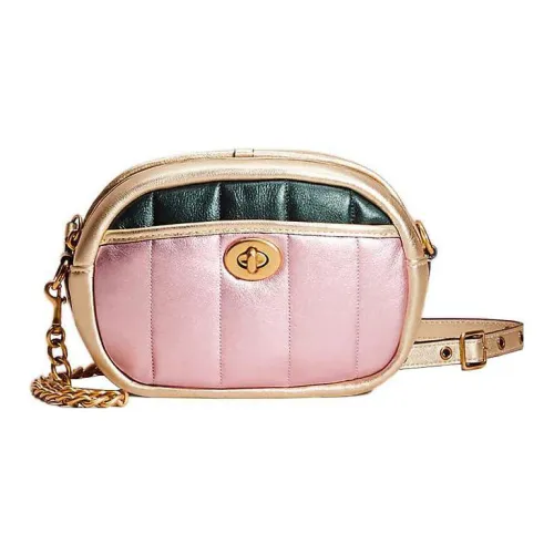 COACH Camera Металлик Feel Мягкая кожа Camera Сумка Сумка через плечо Маленькая Женская Розовая и Зеленая