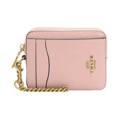 COACH Card Case Галька текстура Коровья кожа Сумка для документов Картхолдер Мини Женские Розовый