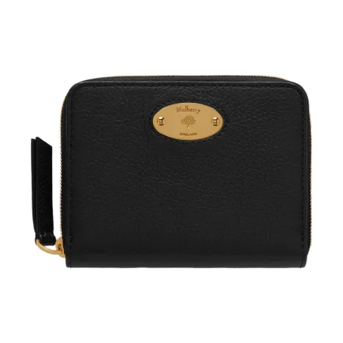 Mulberry Крупнозернистая текстура Коровья кожа Кошелек Маленький Женский Черный