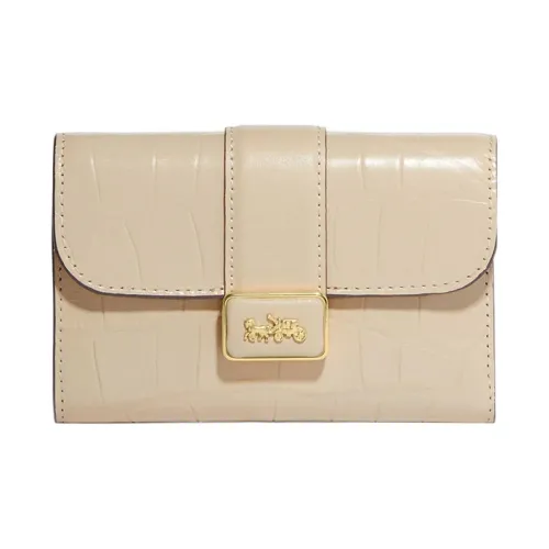 COACH Grace Крокодил Тисненая кожа с Гладкая кожа Клатч Кошелек Средний Женские Слоновая кость