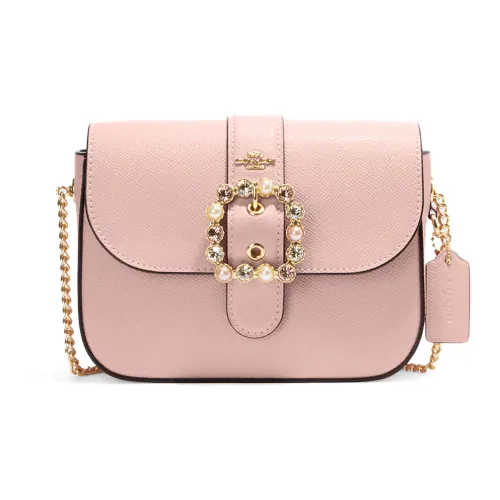 COACH Gemma Крестообразная текстура Кожа Сумка через плечо Маленькая Женская Розовая