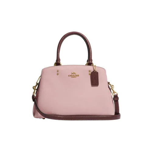 COACH Lillie Крестообразная текстура кожа через плечо сумка мини женская розовая