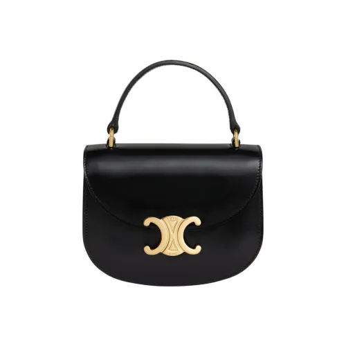 CELINE Besace Clea Яркий Телячья кожа Одно плечо Сумка Мини Женские Черный