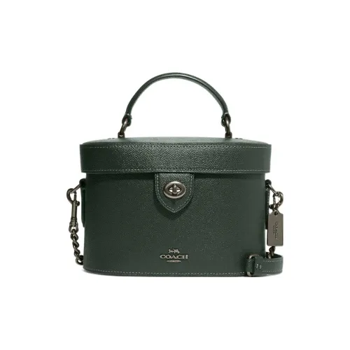 COACH Kay Крестообразная текстура Кожа Сумка через плечо Сумка Маленькая Женская Темно-зеленая
