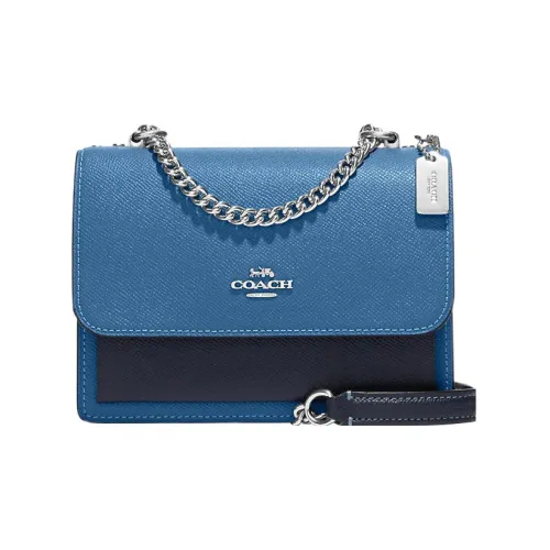 COACH Klare Крестообразная текстура Кожа Сумка через плечо Мини Женские Синий