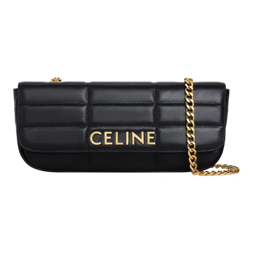 CELINE Matelasse Monochrome Sheepskin Crossbody Bag Shoulder Bag Women's Black CELINE Matelasse Monochrome Овчина Сумка через плечо Сумка на плечо Женская Черная