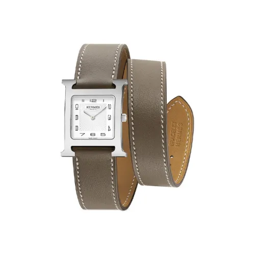 HERMES Heure H Collection Наручные часы Кварцевый механизм Кожаный ремешок Белый циферблат Женские часы W036804WW00