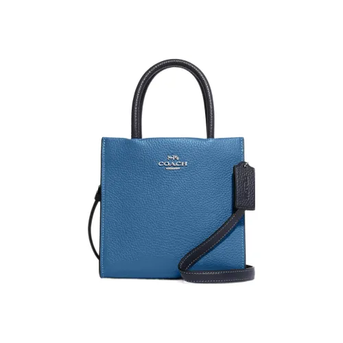 COACH Cally Утонченная Сумка из Галечной Кожи Сумка через плечо Сумка через плечо Мини Женская Синяя