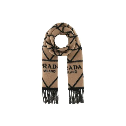 PRADA Кашемир Вязаные шарфы Коричневый Женские