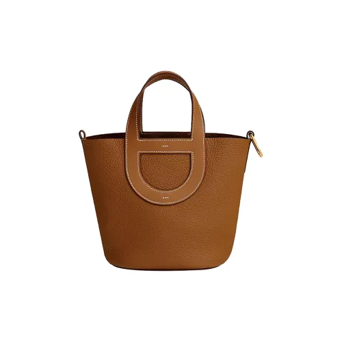 HERMES In The Loop Taurillon Clemence Bullhide с Swift кожа ведрообразная сумка женская золотая