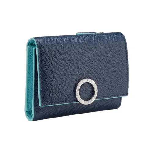 BVLGARI Bulgari Clip Телячья кожа Кошелек Женские Синий