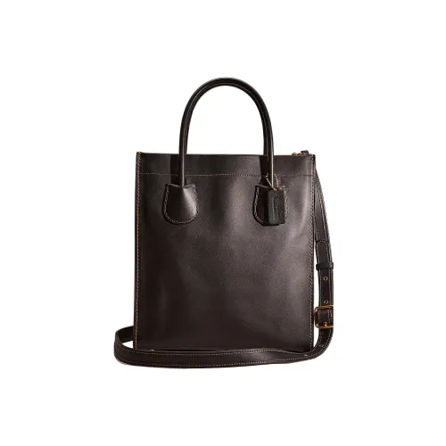 Coach Cashin Перчаточная дубленая кожа Сумка Большая Женская Черная