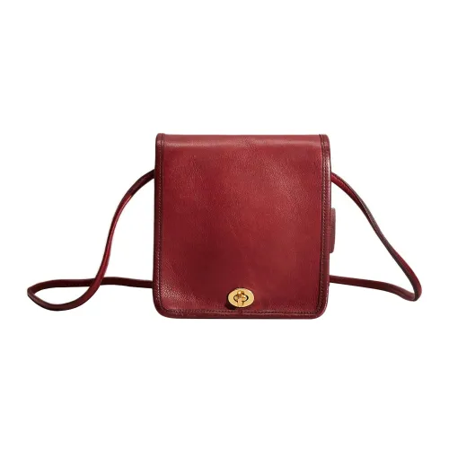 COACH Компактный Перчаточный Дубленая Кожа Ручная Сумка через плечо Сумка на плечо Маленькая Женская Бургунди