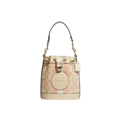 COACH Dempsey Ткань с коровьей кожей Ведрообразная сумка Сумка через плечо Мини Женская Хаки