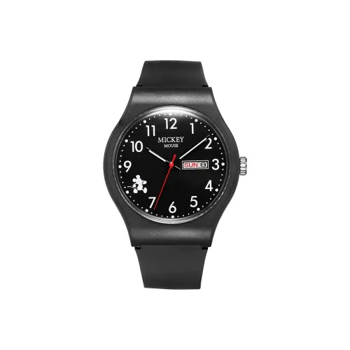 Disney Mickey Family Series Кварцевый механизм Силиконовый ремешок Часы Унисекс Черный циферблат
