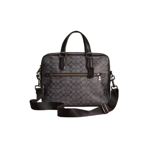 COACH Kennedy Покрытый холст с утонченной телячьей кожей сумка через плечо сумка большая мужская черная