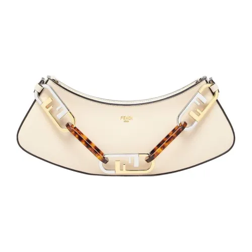 FENDI O'Lock Swing Корова Кожа Плечевая Сумка Сумка Клатч Плечевая Сумка Женская Белая