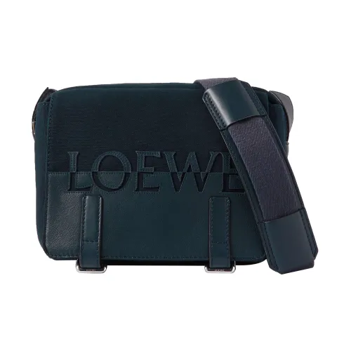 LOEWE Сумка через плечо из ткани с коровьей кожей мини мужская морской синий